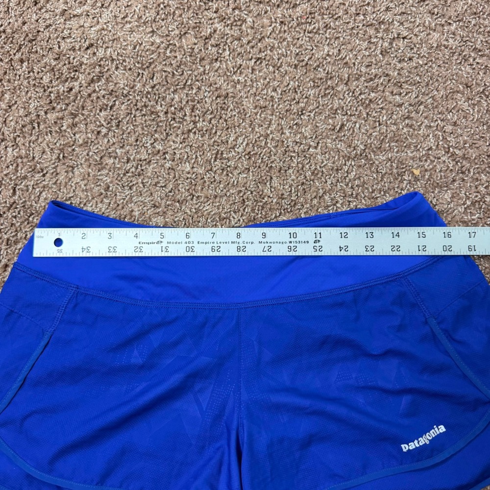 Patagonia Strider Pro Running Shorts Womens Medium Blue Geometric Trail Athletic - Picture 8 of 8